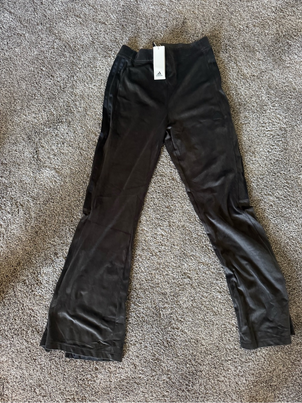 adidas Black Satin Flared Track Pants